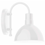 Deep Bowl Hook Arm Outdoor Wall Light - White Gloss