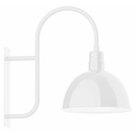 Deep Bowl Curved Arm Outdoor Wall Light - White Gloss