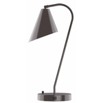 J-Series Angled Cone Table Lamp with USB Port - Architectural Bronze