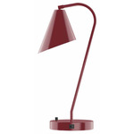 J-Series Angled Cone Table Lamp with USB Port - Barn Red