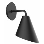 J-Series Angled Cone Curved Arm Wall Light - Black
