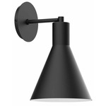 J-Series Funnel Straight Arm Wall Light - Black