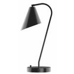 J-Series Angled Cone Table Lamp with USB Port - Black