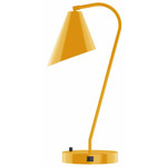 J-Series Angled Cone Table Lamp with USB Port - Bright Yellow