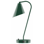 J-Series Angled Cone Table Lamp with USB Port - Forest Green