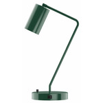 J-Series Cylinder Table Lamp with USB Port - Forest Green