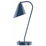 J-Series Angled Cone Table Lamp with USB Port - Navy