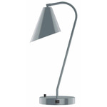 J-Series Angled Cone Table Lamp with USB Port - Slate Gray