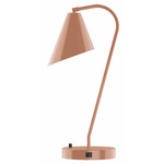 J-Series Angled Cone Table Lamp with USB Port - Terracotta