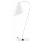 J-Series Angled Cone Table Lamp with USB Port - White Gloss