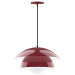 Nest Cord Hung Pendant with Glass Globe - Barn Red / Opal