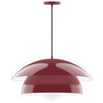 Nest Cord Hung Pendant with Glass Globe - Barn Red / Opal