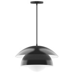 Nest Cord Hung Pendant with Glass Globe - Black / Opal