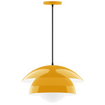 Nest Cord Hung Pendant with Glass Globe - Bright Yellow / Opal