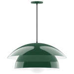 Nest Cord Hung Pendant with Glass Globe - Forest Green / Opal
