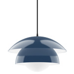 Nest Cord Hung Pendant with Glass Globe - Navy / Opal