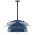 Nest Cord Hung Pendant with Glass Globe - Navy / Opal