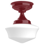 Schoolhouse Ceiling Light - Barn Red / Opal