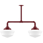 Schoolhouse Linear Pendant - Barn Red / Opal