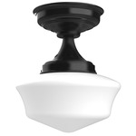 Schoolhouse Ceiling Light - Black / Opal