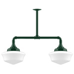 Schoolhouse Linear Pendant - Forest Green / Opal