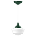 Schoolhouse Pendant - Forest Green / Opal
