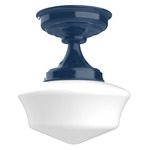 Schoolhouse Ceiling Light - Navy / Opal