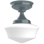 Schoolhouse Ceiling Light - Slate Gray / Opal