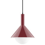 Stack Chase Pendant with Glass Globe - Barn Red / Opal