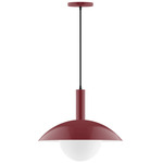 Stack Glow Pendant with Glass Globe - Barn Red / Opal