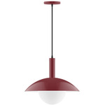 Stack Glow Pendant with Glass Globe - Barn Red / Opal