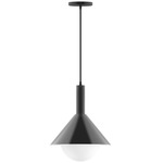 Stack Chase Pendant with Glass Globe - Black / Opal