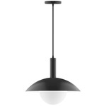 Stack Glow Pendant with Glass Globe - Black / Opal