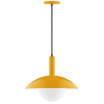 Stack Glow Pendant with Glass Globe - Bright Yellow / Opal