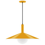 Stack Shallow Cone Globe Pendant - Bright Yellow / Opal