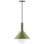 Stack Chase Pendant with Glass Globe - Fern Green / Opal