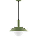 Stack Half Dome Globe Pendant - Fern Green / Opal