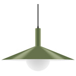 Stack Shallow Cone Globe Pendant - Fern Green / Opal