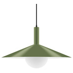 Stack Zing Pendant with Glass Globe - Fern Green / Opal