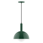 Stack Ray Pendant with Glass Globe - Forest Green / Opal