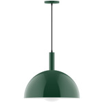 Stack Ray Pendant with Glass Globe - Forest Green / Opal