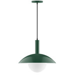 Stack Glow Pendant with Glass Globe - Forest Green / Opal