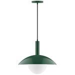 Stack Glow Pendant with Glass Globe - Forest Green / Opal