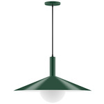 Stack Zing Pendant with Glass Globe - Forest Green / Opal
