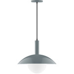 Stack Glow Pendant with Glass Globe - Slate Gray / Opal