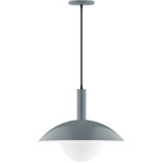 Stack Half Dome Globe Pendant - Slate Gray / Opal