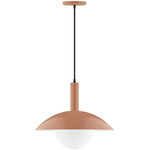 Stack Glow Pendant with Glass Globe - Terracotta / Opal