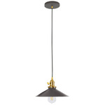 Uno Wide Cone Pendant - Brushed Brass / Architectural Bronze