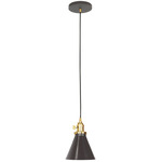 Uno Narrow Cone Pendant - Brushed Brass / Architectural Bronze