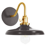 Uno Curved Arm Cap Wall Light - Brushed Brass / Architectural Bronze